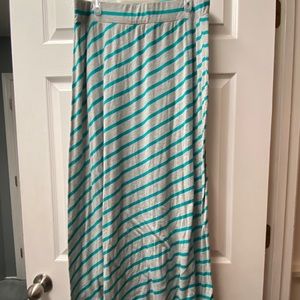Faded Glory Gray and Blue-Striped Maxi Skirt